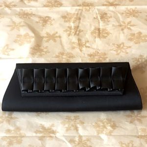 Stuart Weitzman black satin clutch